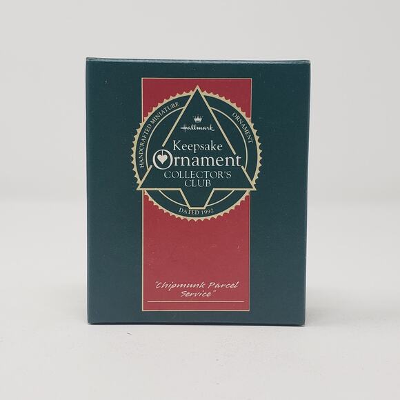 1992 Hallmark Chipmunk Parcel Service Keepsake Christmas Holiday Ornament - Picture 1 of 7